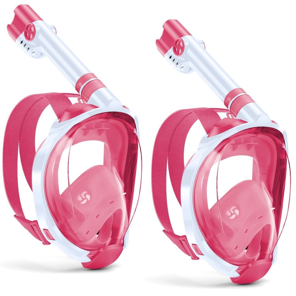 W WSTOO Kids Full Face Snorkel Masks,Suitable for Beginners Dry Top Snorkeling Gear,Can Your Mouth or Nose to Breathe,180 Degrees Panoramic View,Anti-Fog Anti-Leak,Summer Travel and Vacationing Gifts