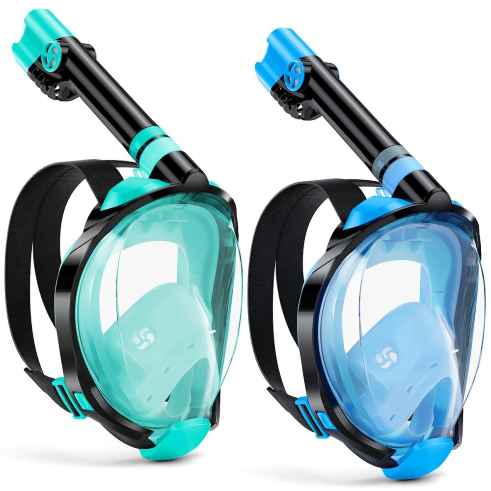 W WSTOO Full Face Snorkel Mask Adults,Suitable for Beginners Dry Top Snorkeling Gear,Can Your Mouth or Nose to Breathe,180 Degrees Panoramic View,Anti-Fog Anti-Leak,Summer Travel and Vacationing Gifts