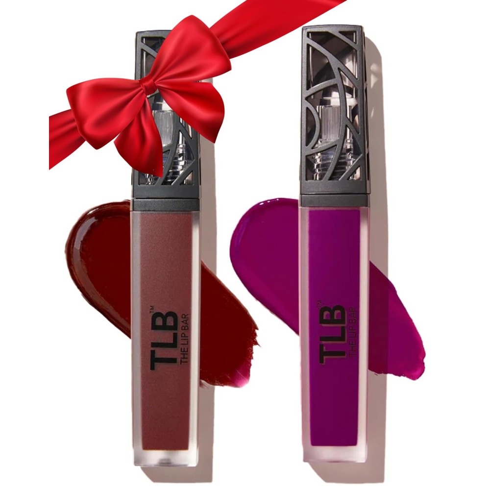 The Lip Bar - Nonstop Liquid Matte Lipstick Mini 2-Pack, Rebel (Deep Burgundy) + Prima Donna (Fuschia Purple) - High Pigment - One Swipe - Long Lasting - Jojoba Oil & Vitamin E - Vegan - .24 fl oz