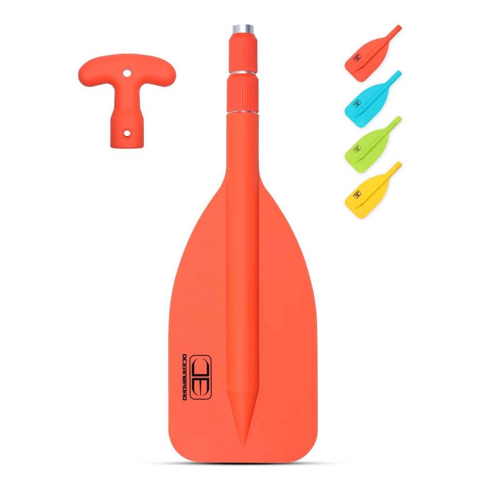 OCEANBROAD Telescoping Emergency Paddle 21\'\'-42\'\'Assembling Required Collapsible Paddles Aluminium Shaft for Kayaking Boating Canoeing River Tubing, Orange, 2 Paddles