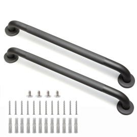 Rackickyer Shower Grab Bar, 2 Pack 24 Inch Gray Bathroom Grab Bar, 1.25 Diameter 304 Stainless Steel Anti-Slip Grab Bars for Bathtubs and Showers, Handicap Shower Grab Bar for Seniors Elderly