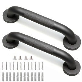 Rackickyer Shower Grab Bar, 2 Pack 12 Inch Gray Bathroom Grab Bar, 1.25 Diameter 304 Stainless Steel Anti-Slip Grab Bars for Bathtubs and Showers, Handicap Shower Grab Bar for Seniors Elderly
