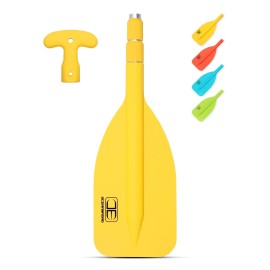 OCEANBROAD Telescoping Emergency Paddle 21\'\'-42\'\'Assembling Required Collapsible Paddles Aluminium Shaft for Kayaking Boating Canoeing River Tubing, Yellow, 2 Paddles