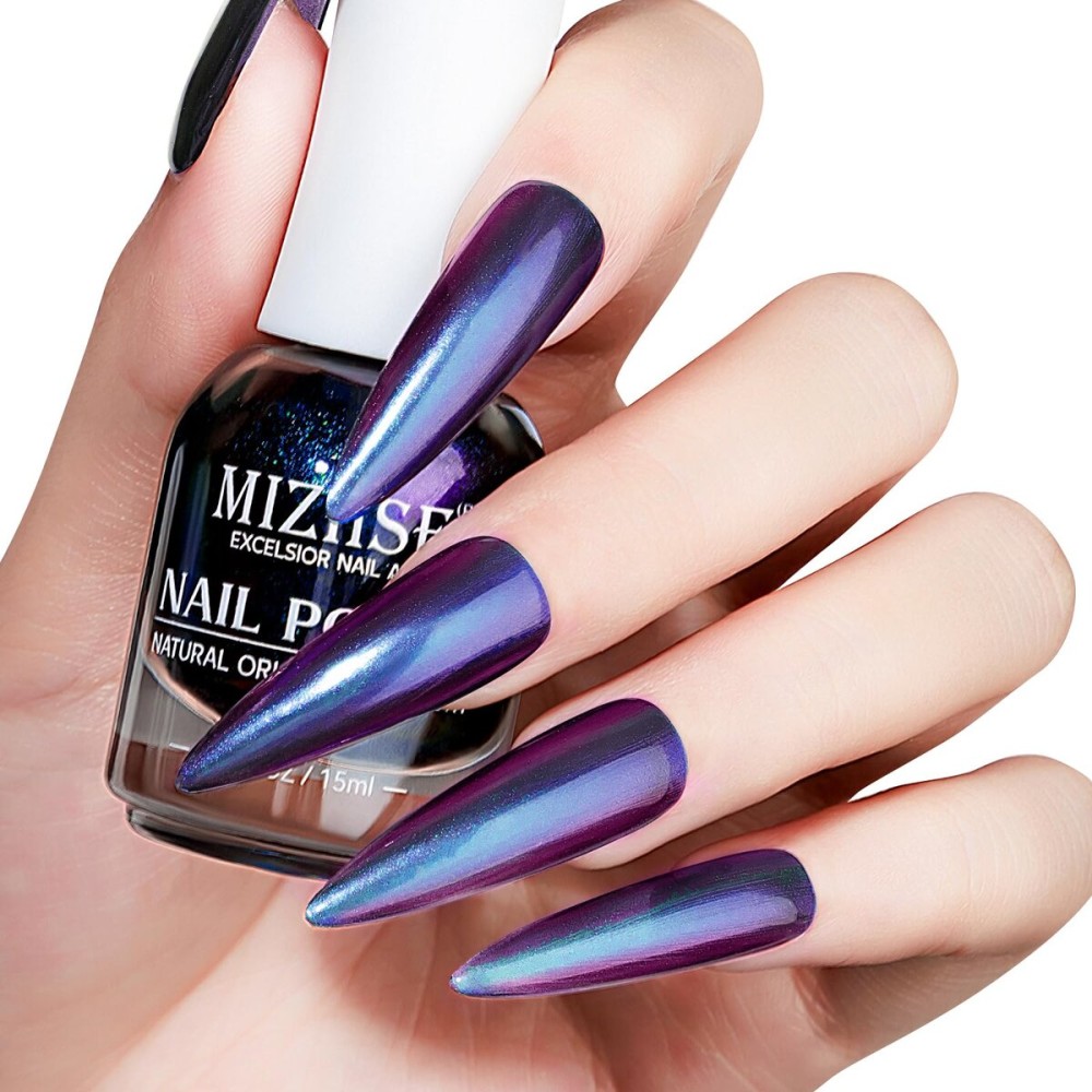 MIZHSE Chameleon Nail Polish, Purple Nail Polish Air Dry Fast, 15ml/0.5 fl oz High Glossy Shiny Nail Pigment Color Shifting Nail Art Salon Manicure Home