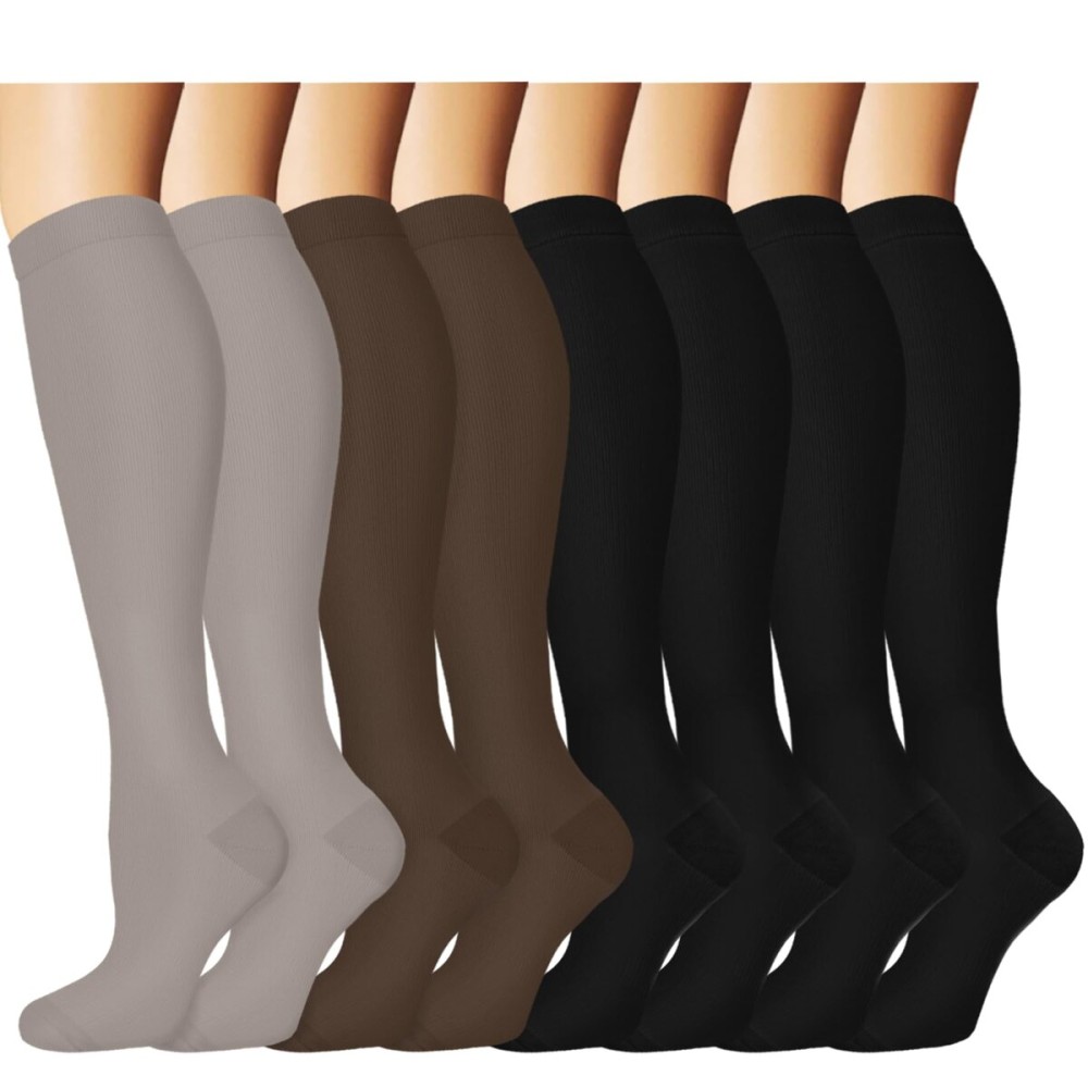 Sooverki Graduated Copper Compression Socks for Men & Women Circulation 8 Pairs 15-20mmHg - Best for Running Athletic Cycling