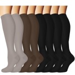 Sooverki Graduated Copper Compression Socks for Men & Women Circulation 8 Pairs 15-20mmHg - Best for Running Athletic Cycling