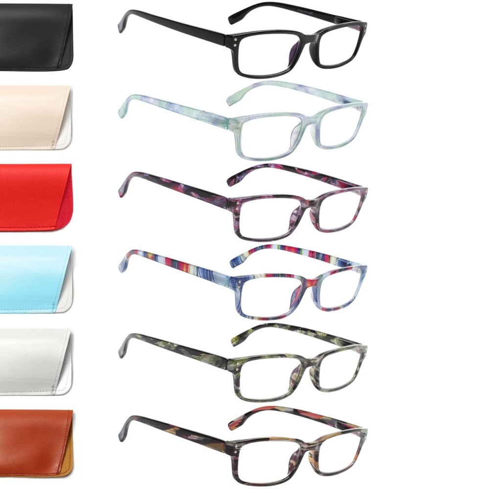 Kerecsen 6-Pack Reading Glasses Blue Light Blocking,Spring Hinge Readers for Men Women,Computer Eyeglasses (6 Mix Color-3, 1.75, x)