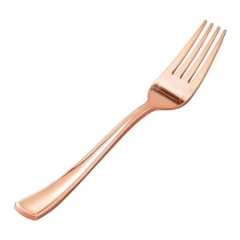 Goodluck 50 Pack Rose Gold Plastic Forks, Heavy Duty Forks Disposable, Rose Gold Plastic Cutlery Perfect for Weddings, Parties, Dinners and Thanksgiving