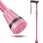 HEALTHBAZAAR All Terrain Walking Cane for Men & Women, Lightweight, Foldable, Adjustable, Shock Absorption, Collapsible Walking Stick for Seniors & Adults (Pink)