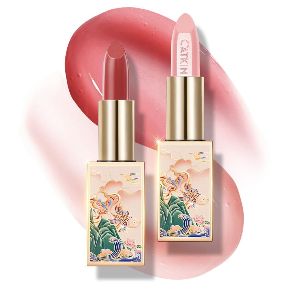 CATKIN Lip Balm Color Tinted Changing Lipstick Ultra Hydrating Lip Moistrurizer Lip Care with Vitamin E Nourishing For Cracked & Dry Lips 0.12 oz 2pcs (04+08)