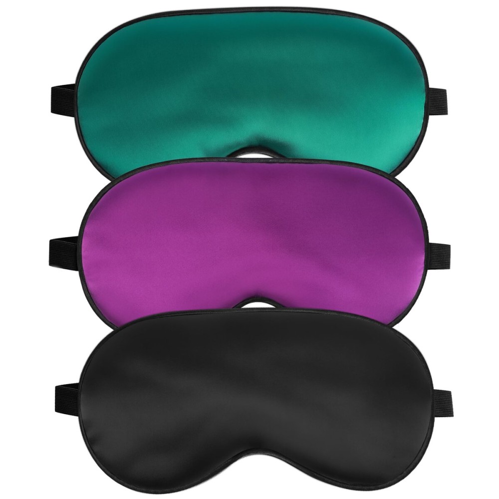 Sleep Mask, Silk Eye Mask for Sleeping with Adjustable Strap, Blindfold Eyeshade for Men & Women, Comfortable & Soft Eye Cover Eyeshade for Night Sleep (Black, Green, Purple)