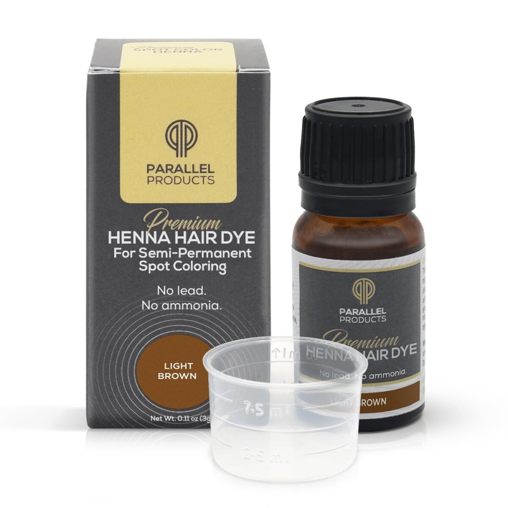 Parallel Products Spot Color Henna Kit - Henna Hair Dye - 3 grams - Tint for Professional Spot Coloring - With Mixing Dish - Covers Grey Hair - Root Touch Up (Light Brown)