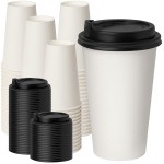 RACETOP Coffee Cups with Lids 16 oz 100 Pack, Disposable Paper Cups with Lids, To Go Hot Cups for Home/Office
