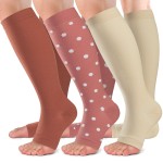 bropite Open Toe Compression Socks for Men & Women - 3 Pairs of 15-20 mmhg Knee High Stockings for Circulation Support