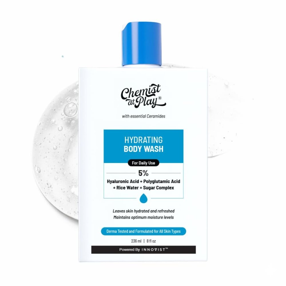 Chemist at Play Hydrating Body Wash |With 5% Hyaluronic Acid Bodywash for Intense Hydration | Reduces Flakes & Itchiness |For Dry Skin |Polyglutamic Acid & Hyaluronic Acid |For Women & Men | 7.9 Fl oz
