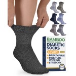 Pembrook Bamboo Viscose Diabetic Socks for Women & Men - 6 Pairs Ankle Socks for Swollen Feet | Neuropathy Socks | Womens Diabetic Socks | Tan, Light Tan, Navy, Light Blue, Grey, Light Grey