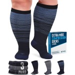 Doctor\'s Select 3 Pairs Plus Size Compression Socks Wide Calf - Up to 6XL | 20-30 mmHg Compression Socks for Women Wide Calf | Line Patterns 2