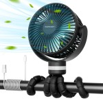 Momcozy Portable Stroller Fan, 8000mAh, 27H Ultra-long Battery Life, Detachable 4 Speed 360Rotate, LED Night Light with 2 Modes, USB Rechargeable Handheld Cooling Fan for Travel, Car Seat, Bedroom