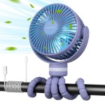 Momcozy Portable Stroller Fan, 8000mAh, 27H Ultra-long Battery Life, Detachable 4 Speed 360Rotate, LED Night Light with 2 Modes, USB Rechargeable Handheld Cooling Fan for Travel, Car Seat, Bedroom