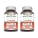 Amazing Formulas L-Lysine 1000mg Amino Acid Tablets Supplement | Non-GMO | Gluten Free | Made in USA (180 | 2 Pack)