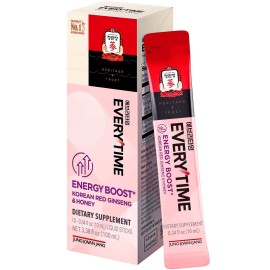JUNG KWAN JANG Everytime Energy Boost Korean Red Ginseng Extract 1,000mg & Honey - Vegan Ginseng Energy Drink Liquid Stick Supplements - Builds Stamina & Immunity No Caffeine (10 Sticks, 0.34 fl oz)