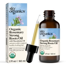 Sky Organics - Organic Rosemary Oil with Strong Roots - Hair Growth Serum with Macadamia, Jojoba & Essential Oils for Scalp - Natural Beauty and Hair Care - 2 fl oz