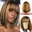 Rebasar 8 Inch Bob Wigs Human Hair With Bangs Straight Wigs Brazilian Virgin Hair Glueless Wear and Go Wig Ombre Blonde Highlight Short Bob Wigs for Black Women Human Hair 4/27