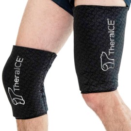 TheraICE Knee Ice Pack Wrap Compression Sleeve for Injuries, Reusable Gel Cold Packs Brace Also for Hamstring & Qaud - Flexible Cold Wrap Recovery from & Pain Relief (XL)