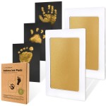 2-Pack Inkless Baby Hand and Footprint Kit - Mess Free Ink Pad for Newborn Keepsake, Dog Nose & Paw Print Kit, Clean Touch Ink Pad for Baby Hand & Footprints, Ideal New Mom Gifts (Gold)