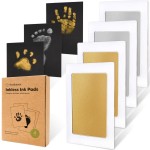 4-Pack Inkless Baby Hand and Footprint Kit - Mess Free Ink Pad for Newborn Keepsake, Dog Nose & Paw Print Kit, Clean Touch Ink Pad for Baby Hand & Footprints, Ideal New Mom Gifts (Gold/Silver)