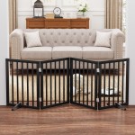 Mino Kesper Black 37-74 Dog Gate Foldable Dog Gates for Doorways Stairs House Freestanding Pet Gate Puppy Barries 24 inches Tall