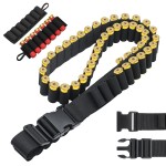 Tyseam 12/20 Gauge 60 Round Adjustable Shotgun Shell Bandolier with Quick Release Buckle, 2 Pack Shotgun Shell Holder Holds Shotgun Shells for Hunting (Black)