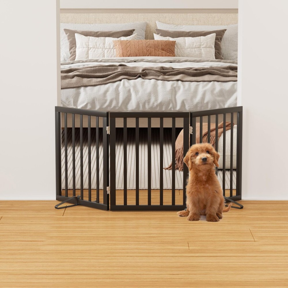 Mino Kesper Black 18-55 Foldable Pet Gate for Stairs & Doorways, Puppy Gate Fence