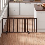 Mino Kesper Brown 18-55 Wide Dog Gate, Bamboo Freestanding Pet Gates for Dogs, Puppy Fence