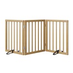 Mino Kesper Dog Gates for Doorways Stairs, Foldable Freestanding Pet Gate, Dog Fences Indoor, Bamboo Dog Gates (Natural, 18-55 Wide)
