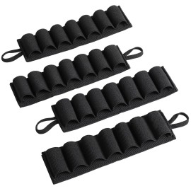 4 Packs 7 Rounds 12/20 Gauge Tactical Shotgun Shell Holder for Rifle Shotgun, Tyseam 12 Ga Shotgun Card, Adhesive Side Saddle Shotgun Cartridge Shell Carrier Organizer (Black)