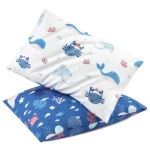 TILLYOU Toddler Pillowcase 2 Pack with Envelope Closure,13 x 18 Silky Soft Microfiber Travel Kids Pillowcase for Boys and Girls, Beach Time Turtle&Manta Ray