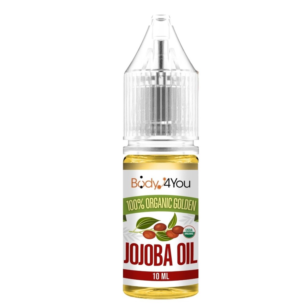 BodyJ4You 100% USDA Organic Jojoba Oil Piercing Aftercare - Stretched Ear Gauges Tragus Nose Septum Lip Navel - Natural Recovery Skin Moisturizer - Pure Unrefined Wax - Dropper Bottle 0.34 Fl Oz