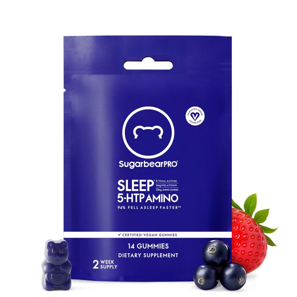 SugarBearPro Sleep Gummy 14 Day Supply, Extra Strength Melatonin 6mg, for Men & Women, Vegan Vitamin B6, L-Theanine, 5 HTP, Valerian, Sleep Aid for Adults & Teens, Certified Kosher