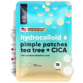 LE GUSHE Korean Pimple Patches for Face (78 Dots) - Hydrocolloid Acne Patches with Tea Tree Oil - Invisible Zit Stickers - Dermatologist Tested - Korean Skin Care