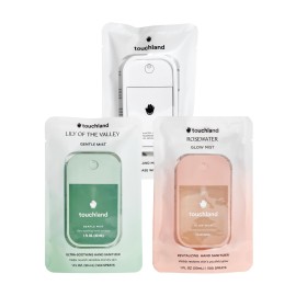 Touchland Glow Mist + Gentle Mist + White Mist Case, Scented and Stylish Hydrating Hand Sanitizer Spray Bundle, Travel Size Friendly