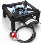 GasOne High Pressure Single Propane Burner - Outdoor Cooking with Heat Shield and Guard - Propane Burner Head for Camping, Tailgating, Seafood Boil, Home Brewing - Patent Pending