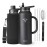 Topre 40 oz Insulated Water Bottle with Straw and Lid, Food-grade Double Wall Vacuum Stainless Steel Flask with Handle,Leakproof Metal Travel Jug With Carry Pouch and Brush,Keep Cold & Hot,Black
