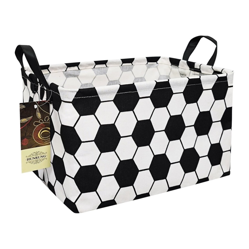 HUNRUNG Rectangle Storage Basket Cute Canvas Organizer Bin for Pet/Children Toys, Books, Clothes Perfect for Rooms/Playroom(REC-Football)