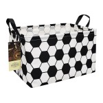 HUNRUNG Rectangle Storage Basket Cute Canvas Organizer Bin for Pet/Children Toys, Books, Clothes Perfect for Rooms/Playroom(REC-Football)