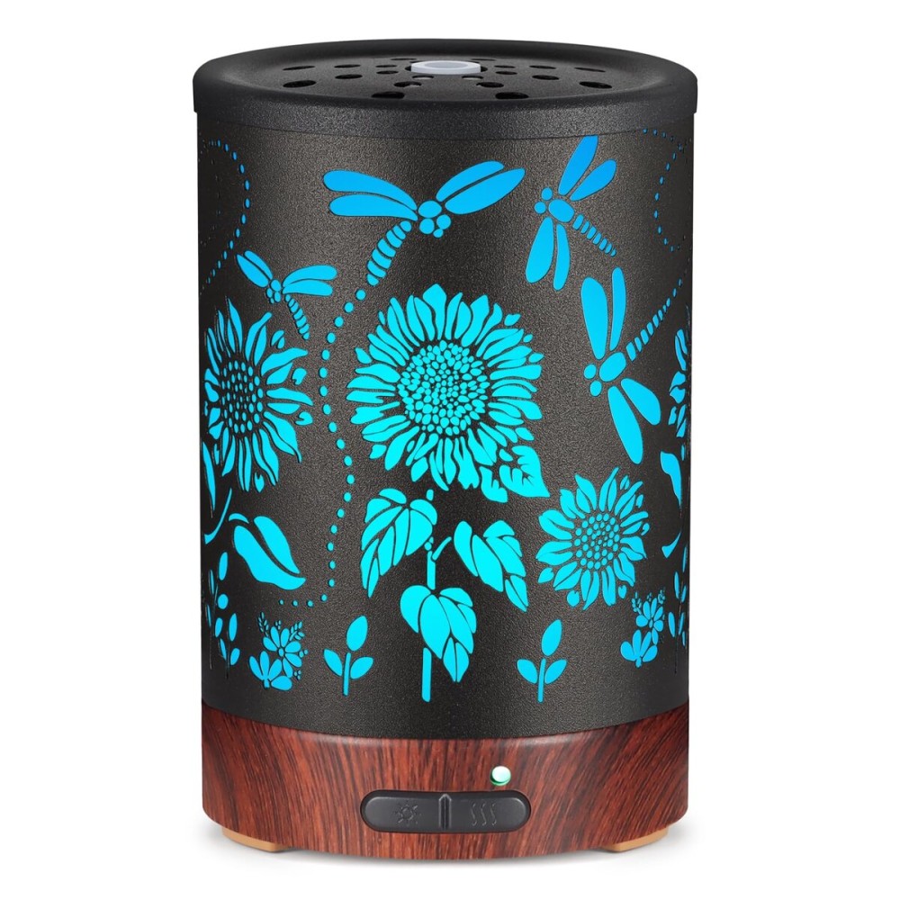 Essential Oils Diffuser,Christmas Aromatherapy Diffuser,Birthday Gifts for Women Mom Grandma,Metal Cool Mist Humidifier with 7 Colors Lights Waterless Auto Off Air Diffusers (Sunflower)