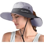 ZOORON Women\'s Ponytail Safari Sun Hat,Wide Brim UV Protection Outdoor Bucket Hat,Foldable Beach Summer Fishing Hat