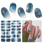 DUKASOU Semi Cured Gel Nail Strips, Stars Shine | 28 pcs Gel Nail Strips Work with Any UV Lamp, Salon Quality UV Nails Stickers, Easy to Apply for Home Nails DIY