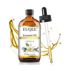 EUQEE Vanilla Essential Oil 118 ml Premium Vanilla Oil with Glass Dropper, Great for Diffusers, Aromatherapy, Candle Making, DIY Soap - 4Fl.Oz