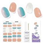 DUKASOU Semi Cured Gel Nail Strips, Sky Mirror | 28 pcs Gel Nail Strips Work with Any UV Lamp, Salon Quality UV Nails Stickers, Easy to Apply for Home Nails DIY